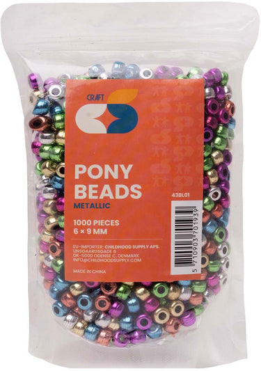 Colorations - pony kralen metallic 6x9 mm, 1000st.