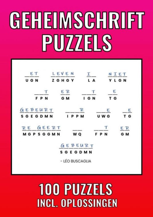 Merkloos sans marque geheimschrift puzzelboek - 100 puzzels - incl. uitleg, hints en oplossingstechieken