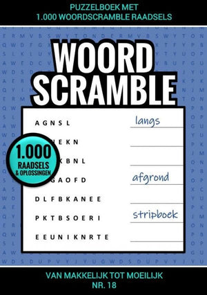 Merkloos sans marque puzzelboek met 1.000 woord scramble raadsels - nr. 18