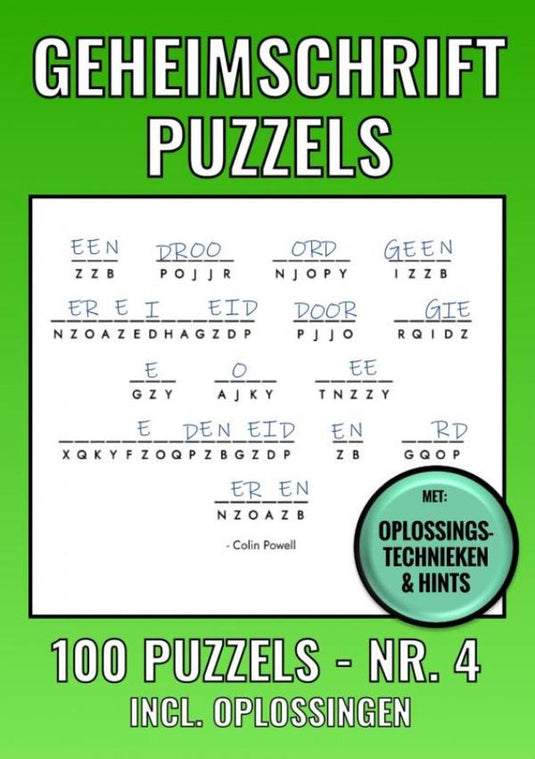 Merkloos sans marque geheimschrift puzzelboek nr. 4 - 100 puzzels - incl. uitleg, tips en oplossingen