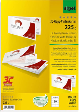 Sigel visitekaartjes wit 180x55mm 225 gram 50 stuks