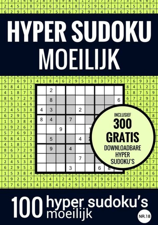Hyper sudoku sudoku moeilijk: - nr. 18 - puzzelboek met 100 moeilijke puzzels voor volwassenen en ouderen