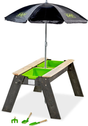 Exit toys exit aksent zand- watertafel - met parasol tuingereedschap - watertafel kinderen - zandbak - hout - buiten