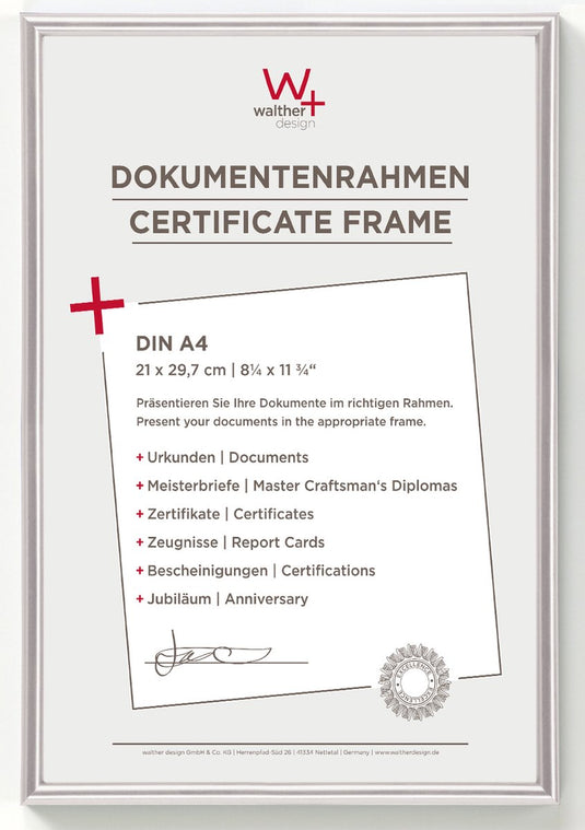 Walther galeria - kunststof lijst - fotoformaat 21x29,7 cm (din a4) - zilver