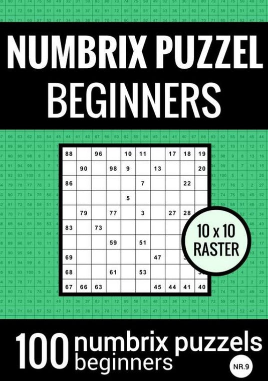 Merkloos sans marque numbrix puzzel makkelijk voor beginners - puzzelboek met 100 numbrix puzzels - nr.9