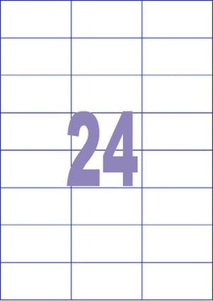 Kangaro etiketten - universeel - zelfklevend - inkjet laser kopieer - 70x37mm - 100 vel - 24 stickers per vel