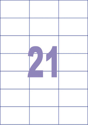 Kangaro etiket - inkjet laser kopieer - 70x42,3mm - 100 vel - 21 stickers per vel