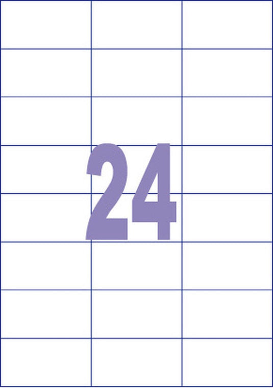 Kangaro etiketten - universeel - zelfklevend - inkjet laser kopieer - 70x37mm - 100 vel - 24 stickers per vel