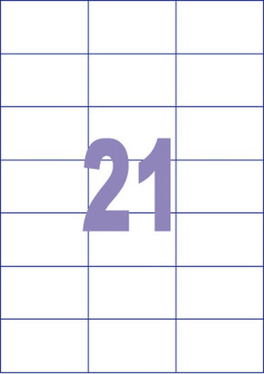 Kangaro etiket - inkjet laser kopieer - 70x42,3mm - 100 vel - 21 stickers per vel