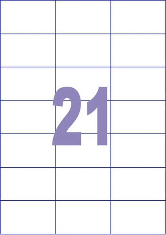 Kangaro etiket - inkjet laser kopieer - 70x42,3mm - 100 vel - 21 stickers per vel