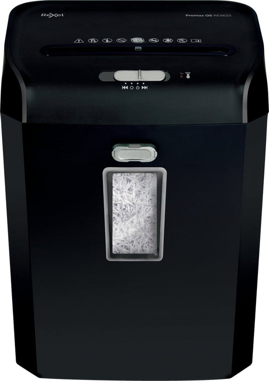 Rexel promax qs rex623 papierversnipperaar - p4 snippers - tot 6 vel - 23l - zwart