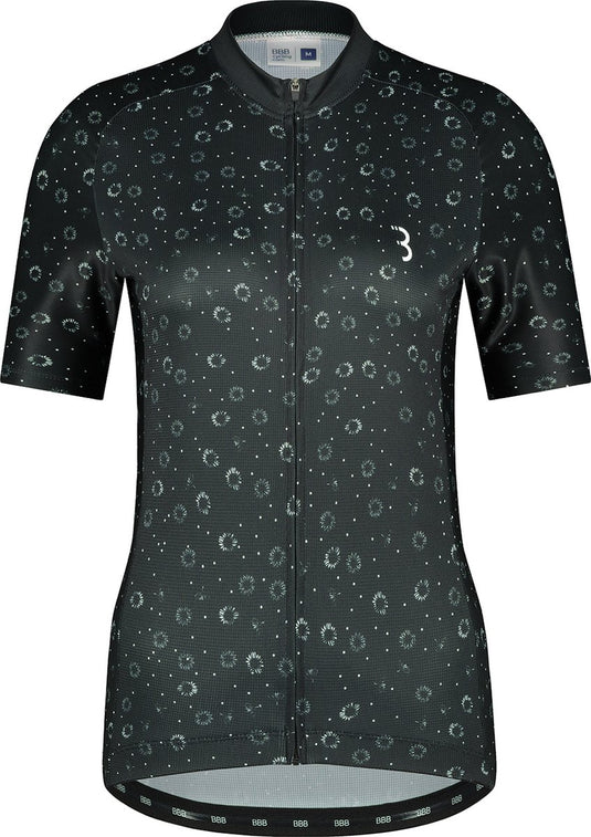 Bbb cycling fietsshirt dames korte mouw donnafit - wielershirt dames korte mouw - comfortabel en sneldrogend wielrenshirt dames - zwart bloemen - maat l - bbw-412