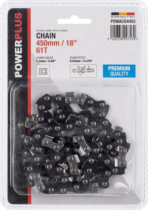 Powerplus ketting voor kettingzaag powacg4452– zwaardlengte 450 mm, 61 t – 18”, zaagketting, tuingereedschap