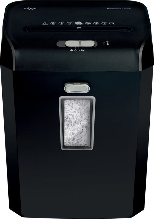 Rexel promax qs rex823 papierversnipperaar - p4 snippers - tot 8 vel - 12l - zwart