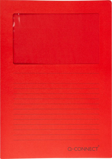 Q-connect l-map met venster | 120 g m² | a4 | pak van 100 stuks | rood