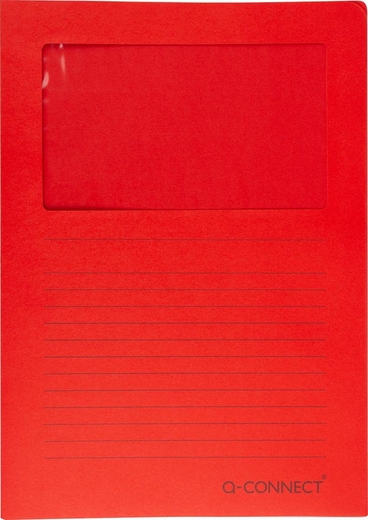 Q-connect l-map met venster | 120 g m² | a4 | pak van 100 stuks | rood