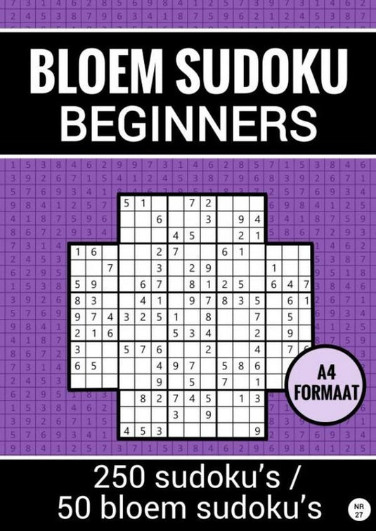 Merkloos sans marque makkelijke sudoku: bloem sudoku - nr. 27 - puzzelboek met 50 bloem sudoku puzzels voor beginners