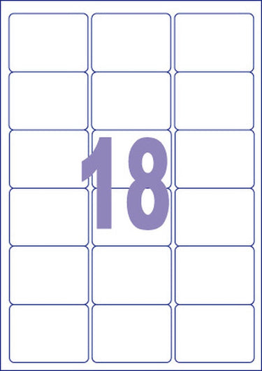 Kangaro etiket - universele etiketten - inkjet laser kopieer - 63,5x46,6mm - 100 vel - 18 stickers per vel