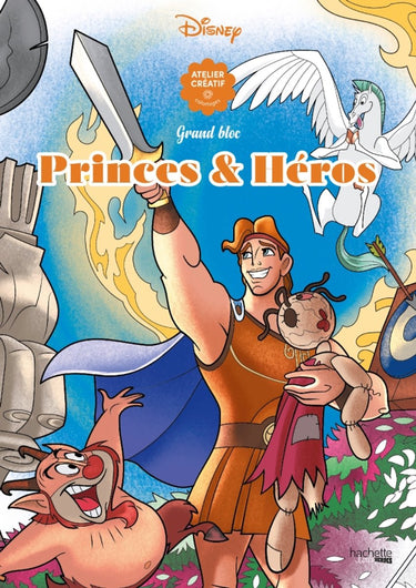 Hachette heroes grand bloc disney princes héros - hachette - kleurblok voor volwassenen