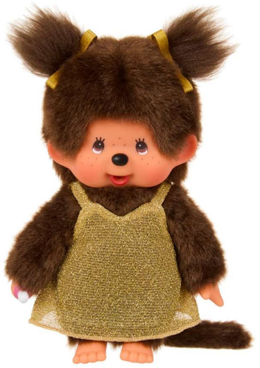 Monchhichi | meisje in gouden glitterjurk 20 cm