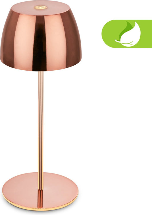 Briloner serina mini - snoerloze led tafellamp ip44 - 7503013 - dimbaar - touch - spatwaterdicht - snoerloos - verwisselbare batterij en lichtbron - ø8 x 20 cm - koper