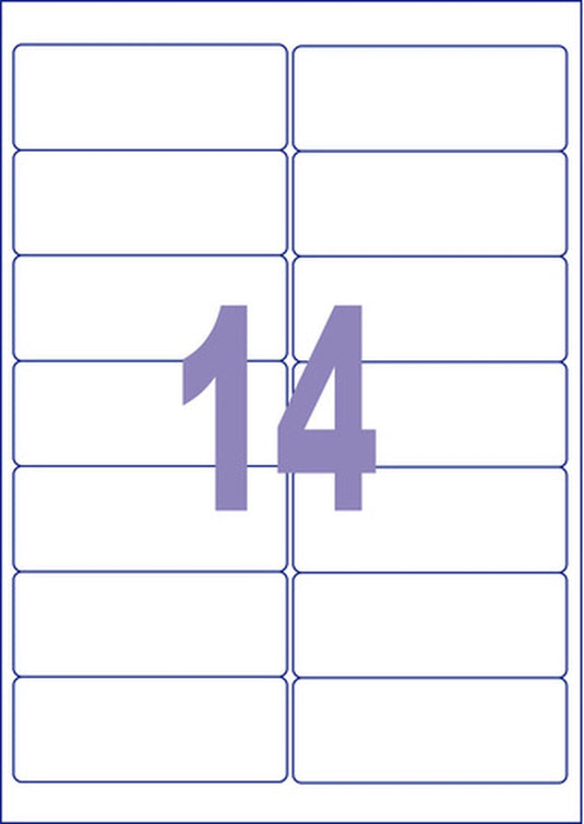 Kangaro etiketten - universeel - zelfklevend - inkjet laser kopieer - 99,1x38,1mm - 25 vel - 14 stickers per vel - k-9938-25