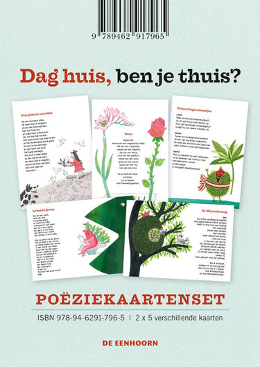 Uitgeverij de eenhoorn poëziekaartenset 'dag huis, ben je thuis?'