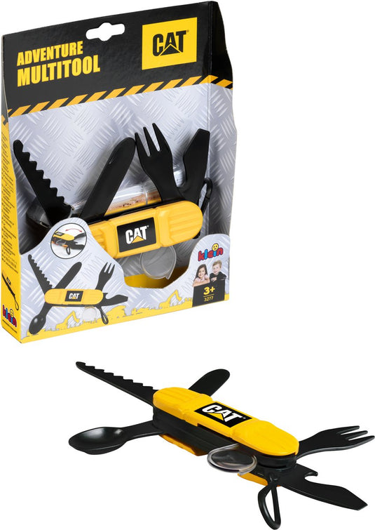Klein toys - caterpillar adventure multitool - met zes functies - zaag, mes, vork, lepel, flesopener en vergrootglas