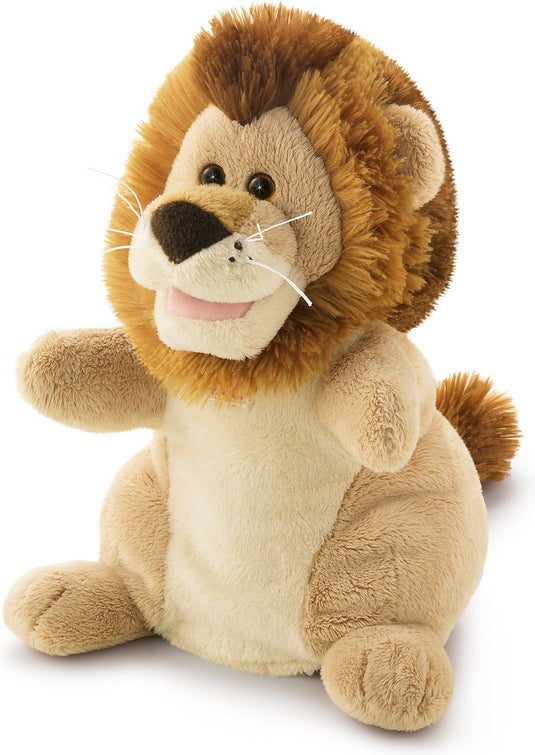 Trudi - puppets handpop leeuw 25 cm - handgemaakt in italie - zacht pluche - knuffeldier voor jongens en meisjes - beige - 16x25x15 cm maat s