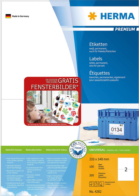 Merkloos sans marque herma etiketten wit 210x148 premium a4 200 st.