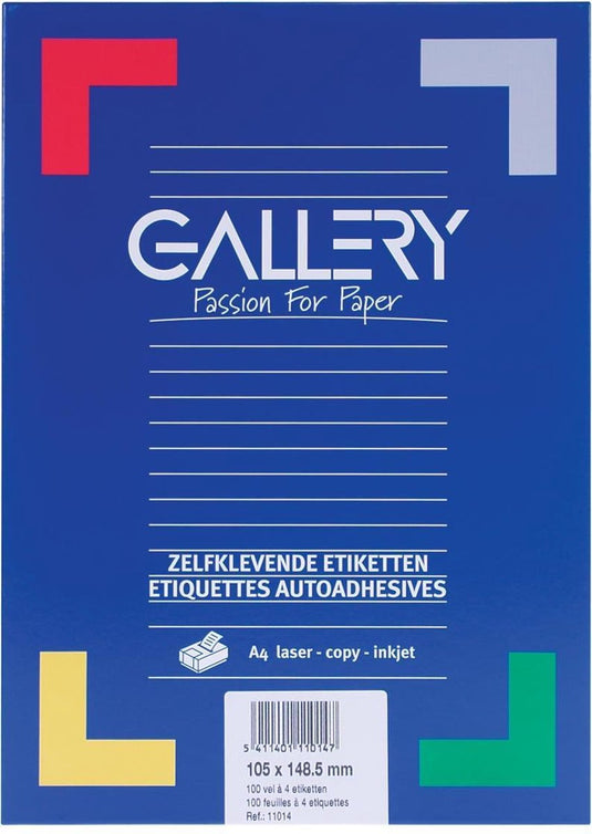 Gallery witte etiketten ft 105 x 148 | 5 mm (b x h) | rechte hoeken | doos van 400 etiketten