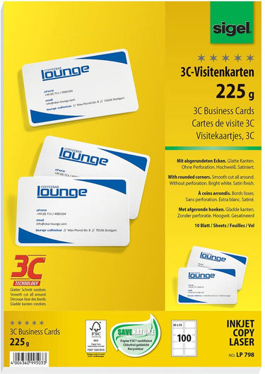Sigel visitekaartjes lp798 a4 225 g m² mat wit 10 vellen