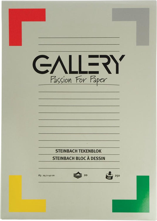 Gallery steinbach tekenblok gekorreld formaat 297 x 42 cm (a3) 250 g m² blok van 20 vel