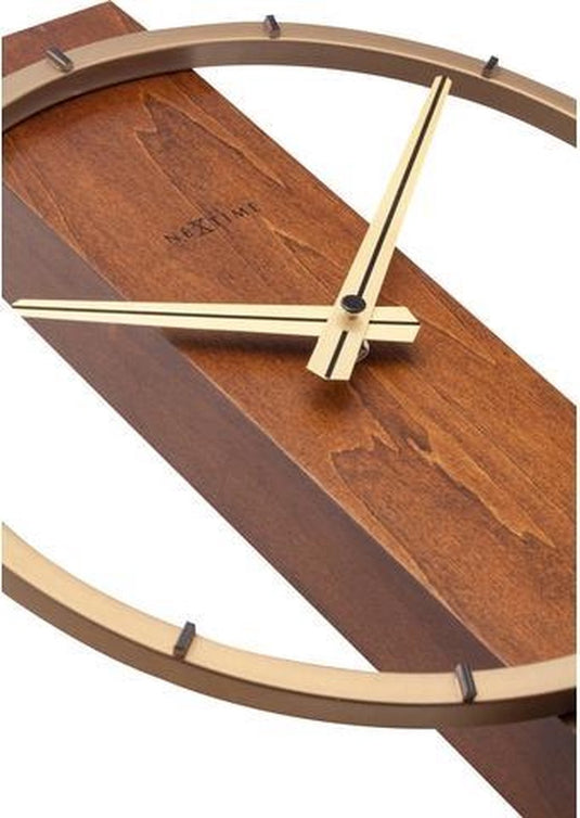 Nextime carl small – tafelklok wandklok – 34 × 27 cm – hout staal – bruin
