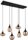 Trio lumina - hanglamp - zwart - excl. 6x e14 40w - aanpasbaar in hoogte - amber glas