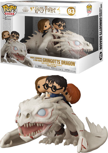 Funko harry potter harry, hermine ron riding gringotts dragon (pop! rides super deluxe) vinylfiguur 93 unisex pop! - neutraal - standard