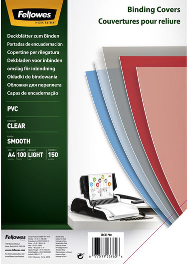 Fellowes inbindkaft 5376001 transparant pvc (polyvinylchloride)