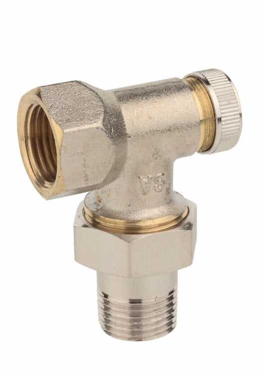 Kirchhoff radiator fitting - vernikkeld - haaks doorloop - 3 8 - afsluitbaar