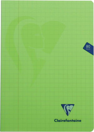 Clairefontaine schrift mimesys voor ft a4, 80 bladzijden, kaft in pp, geruit 10 mm, geassorteerde kleuren 10 stuks