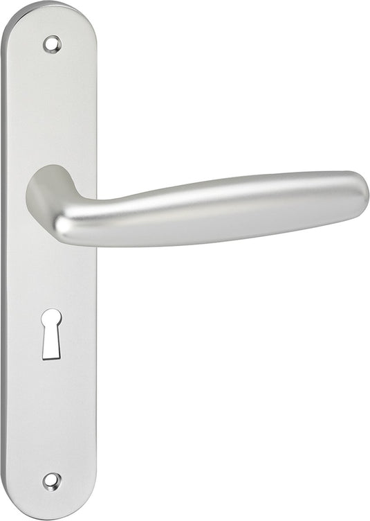 Impresso deurkruk - cambridge - voor binnen - ovaal deurschild met schroeven en sleutelgat - aluminium - 2 stuks