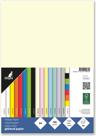 Kangaro papier - a4 - 160 gram fsc - pak 50 vel - beige