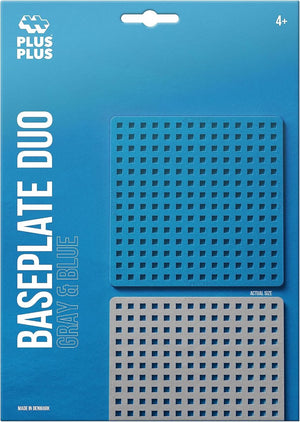 Plus-plus basic bouwplaat blauw grijs 2 delige bouwset - 3840 - bouwspeelgoed - constructiespeelgoed - set met bouwstenen - vanaf 5 jaar