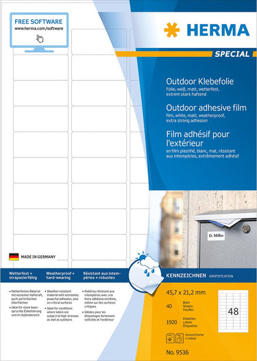 Herma 9536 rechteck weiß 1920stück(e) selbstklebendes etikett (9536)