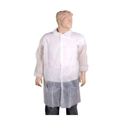 Cmt non woven bezoekersjas met drukknopen xl wit (50 stuks)