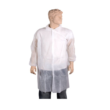 Cmt non woven bezoekersjas met drukknopen xl wit (50 stuks)