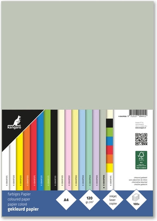 Kangaro papier a4 - 120 gram fsc - pak 100 vel - pastel grijs