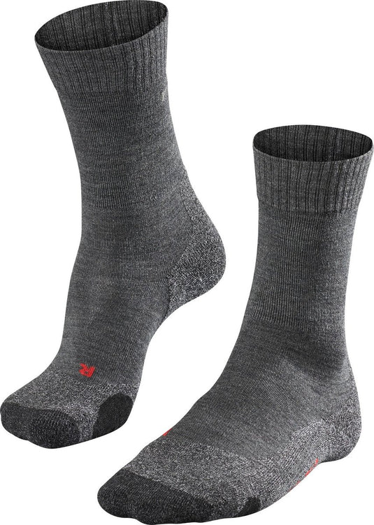 Falke tk2 anti-blaar dik wol functioneel materiaal wandelsokken dames grijs - maat 35-36