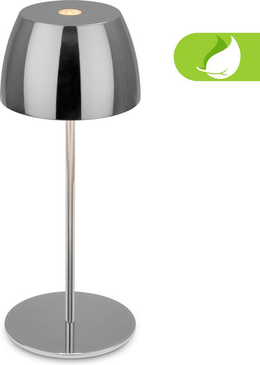 Briloner serina mini - snoerloze led tafellamp ip44 - 7503018 - dimbaar - touch - spatwaterdicht - snoerloos - verwisselbare batterij en lichtbron - ø8 x 20 cm - chroom