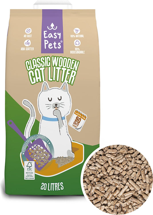 Easypets biodegradable classic houtkorrels kattenbakvulling