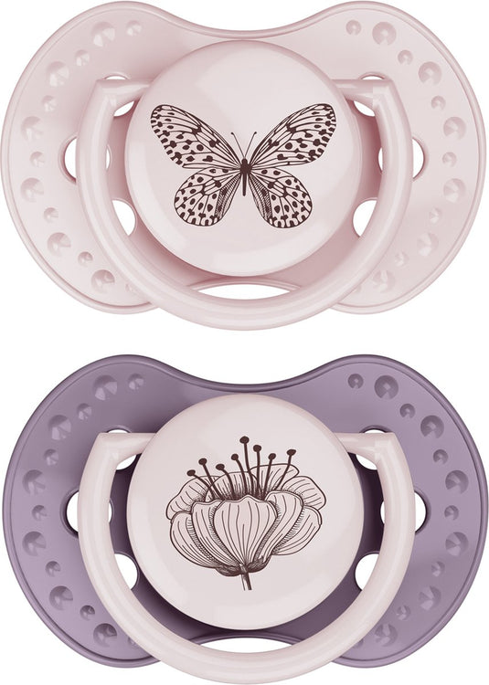 Difrax lovi fopspeen dynamisch - classy - 0 tot 6 maanden - roze paars - 2 stuks